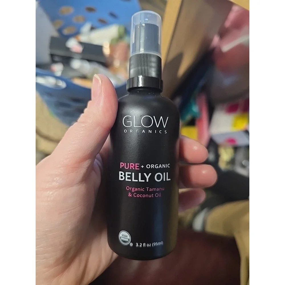 GLOW ORGANICS BELLY OIL 3.2 Fl Oz  Stretch Marks New In Box Glass Bottle